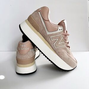 New Balance 574 Plus Women's Blush and Cream Sneakers